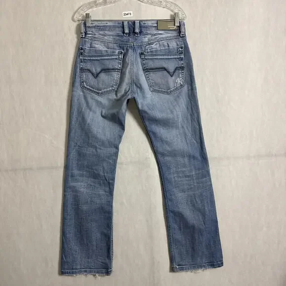Diesel Men's Size 28x30 Blue Distressed Denim Y2K Straight Leg Jeans